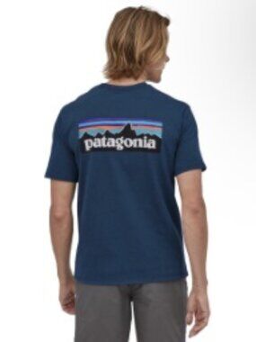 Patagonia Men's P-6 Logo Responsibili-Tee Crater Blue T-Shirt sz XL